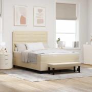 vidaXL Bäddfjäder med madrass med huvudgavel Kräm 140 x 190 cm tyg