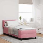 vidaXL Bäddfjäder med huvudgavel Rosa 80 x 200 cm Sammet