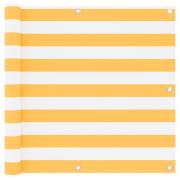 vidaXL Balkongskärm vit och gul 90x300 cm oxfordtyg