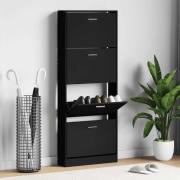 vidaXL Skoskåp svart 59x17x150 cm konstruerat trä