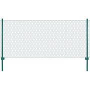 vidaXL Stängsel med stolpar stål 25x1 m grön