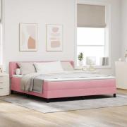 vidaXL Bäddfjäder med huvudgavel Rosa 200 x 180 cm Sammet