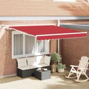 vidaXL Utfällbar markis Röd 350 x 250 cm Polyester och metall