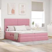 vidaXL Förvaringssäng med madrass med lagring Rosa 180 x 200 cm Sammet