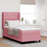 vidaXL Bäddfjäder med madrass med huvudgavel Rosa 200 x 90 cm Sammet