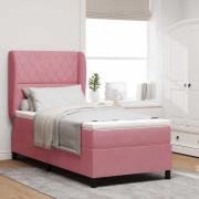 vidaXL Bäddfjäder med madrass med huvudgavel Rosa 200 x 90 cm Sammet