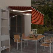 vidaXL Markis manuell med rullgardin LED 3,5x2,5m orange och brun