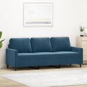 vidaXL 3-sitssoffa blå 180 cm sammet