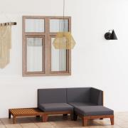 vidaXL Loungegrupp med dynor 4 delar massivt akaciaträ