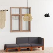 vidaXL Loungegrupp för trädgården med dynor 3 delar massivt akaciaträ