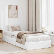 vidaXL Förvaringssäng med huvudgavel Ren Vit 100 x 200 cm Konstläder