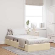 vidaXL Förvaringssäng med huvudgavel med lagring Kräm 90 x 190 cm tyg