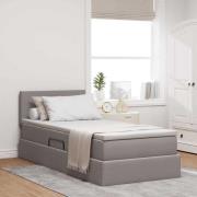 vidaXL Förvaringssäng med LED med madrass Taupe 100 x 200 cm tyg