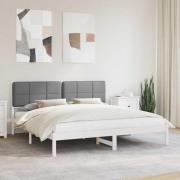 vidaXL Sängram med Klädd Huvudgavel Mörkgrå 200 x 200 cm Massiv furu