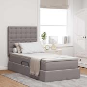 vidaXL Förvaringssäng med LED med madrass Taupe 100 x 200 cm Polyester