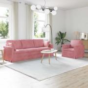 vidaXL Soffa 2 pcs Rosa 228 x 78 x 80 cm Sammet