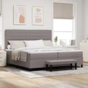 vidaXL Bäddfjäder med huvudgavel Taupe 200 x 200 cm tyg