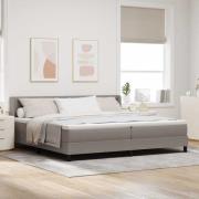 vidaXL Bäddfjäder med huvudgavel Taupe 200 x 200 cm tyg