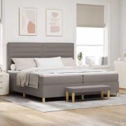 vidaXL Bäddfjäder med madrass med huvudgavel Taupe 200 x 200 cm tyg