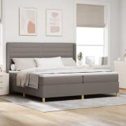 vidaXL Bäddfjäder med madrass med huvudgavel Taupe 200 x 200 cm tyg