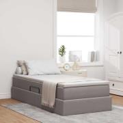 vidaXL Förvaringssäng med madrass Taupe 90 x 200 cm Polyester