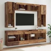 vidaXL TV väggskåp set med led 6 pcs Gammalt trä Konstruerat trä