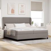 vidaXL Bäddfjäder med madrass med huvudgavel Taupe 200 x 200 cm tyg