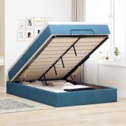 vidaXL Ottoman sängram med madrass mörkblå 120x200 cm sammet