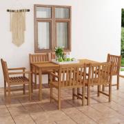 vidaXL 7-delad trädgårdsmatgrupp 160x80 cm massiv teak