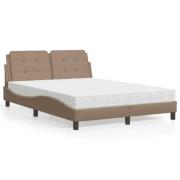 vidaXL Bed with Mattress "Zadar" Cappuccino 140x200 cm Faux Leather