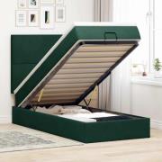 vidaXL Ottoman sängram med madrasser mörkgrön 90x200 cm sammet