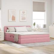 vidaXL Förvaringssäng med madrass med lagring Rosa 180 x 200 cm Sammet