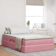 vidaXL Förvaringssäng med madrass med madrass Rosa 120 x 200 cm Sammet