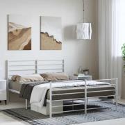 vidaXL Sängram med huvudgavel och fotgavel vit metall 135x190 cm