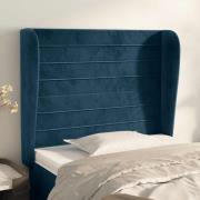 vidaXL Sänggavel med kanter mörkblå 103x23x118/128 cm sammet