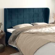 vidaXL Sänggavel med kanter mörkblå 183x23x118/128 cm sammet