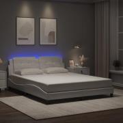 vidaXL Bed Frame with LED without Mattress "Zadar" White 160x200 cm