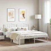 vidaXL Sängram med huvudgavel metall vit 180x200 cm