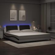 vidaXL Bed Frame with LED without Mattress "Zadar" White and Black 200...