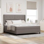 vidaXL Bäddfjäder med madrass med huvudgavel Taupe 200 x 180 cm tyg