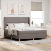 vidaXL Bäddfjäder med madrass med huvudgavel Taupe 200 x 180 cm tyg
