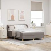 vidaXL Bäddfjäder med madrass med huvudgavel Taupe 160 x 200 cm tyg