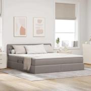 vidaXL Förvaringssäng med LED med madrass Taupe 180 x 200 cm tyg