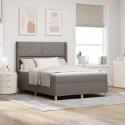 vidaXL Bäddfjäder med madrass med huvudgavel Taupe 160 x 200 cm tyg