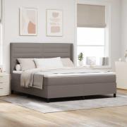 vidaXL Bäddfjäder med madrass med huvudgavel Taupe 200 x 180 cm tyg