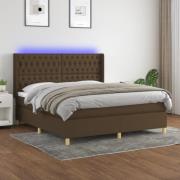 vidaXL Ramsäng med madrass & LED mörkbrun 180x200 cm tyg