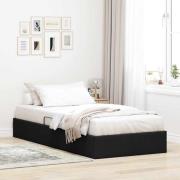 vidaXL Förvaringssäng med madrass med huvudgavel Svart 90 x 190 cm tyg