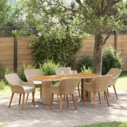 vidaXL Trädgårdsmöbelset med kudde 7 pcs Beige konstrotting