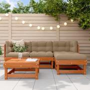 vidaXL Trädgård loungemöbler 5 pcs VaxBrun Massivt furu