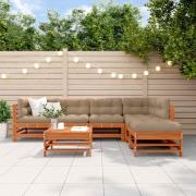 vidaXL Trädgård loungemöbler 7 pcs VaxBrun Massivt furu